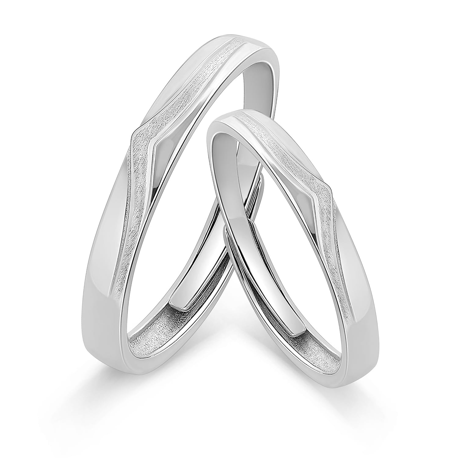 Meissa Anillos Plata de ley 925 Pareja Alianzas Compromiso Boda para Promesa de amor eterno Diseño de Montañas Adjustable Anillo Plata Pareja Novios Regalo de San Valentín (Juego de dos anillos)