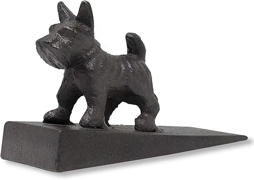 Tope de puerta de perro de metal | Cuña decorativa de estatua de animal hecho de hierro fundido resistente, diseño antideslizante para todos los