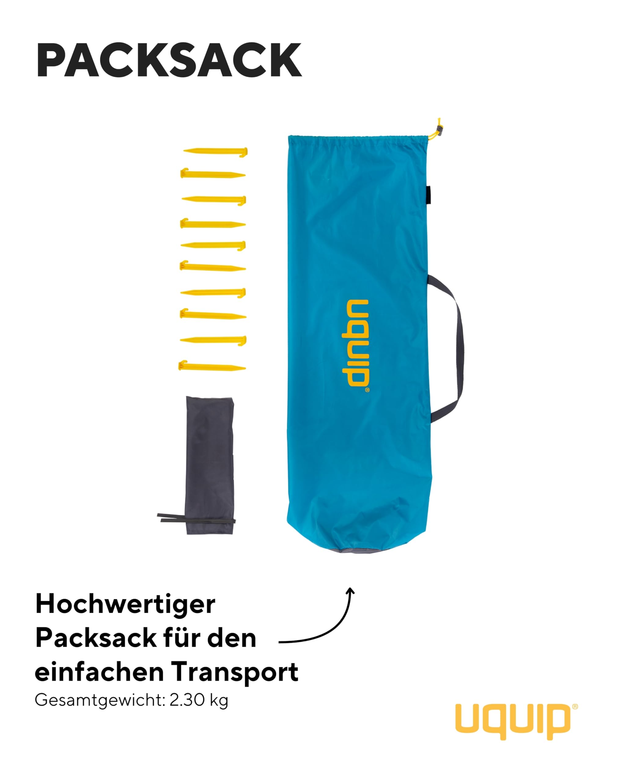 Uquip Strandmuschel Speedy Petrol I 150 x 115 x 200 cm I UPF 50+ Strandzelt zum Schutz vor Sonne, Wind & Regen I tragbares Beach Zelt mit Quick-Up System I ideal für Strand, Camping & Picknick
