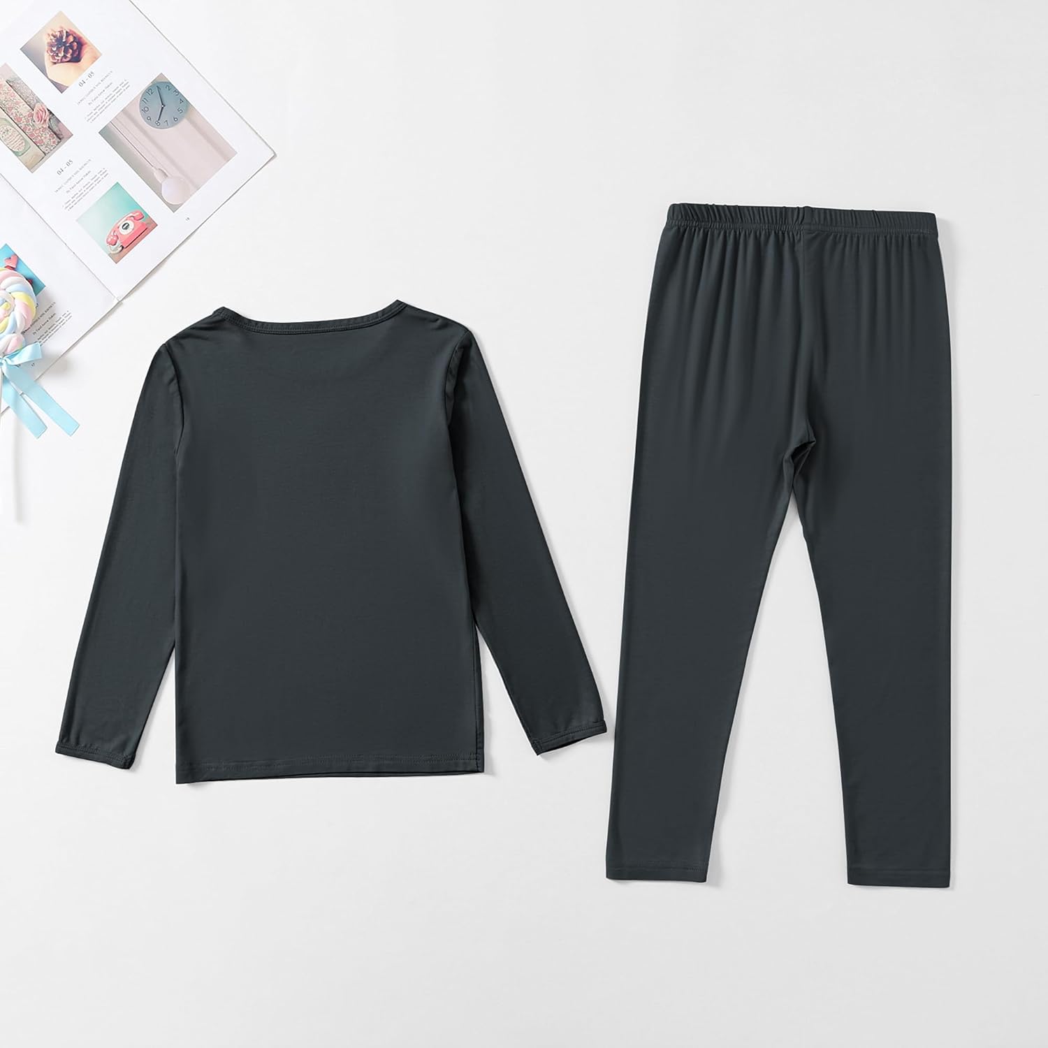 Jimonda Toddler Kids Girls Boys Pajamas Sets Soft Comfy Jammies Tencel Solid Raglan Sleepwear Pajamas Pjs 2pcs Set 18M-8Y - Image 6