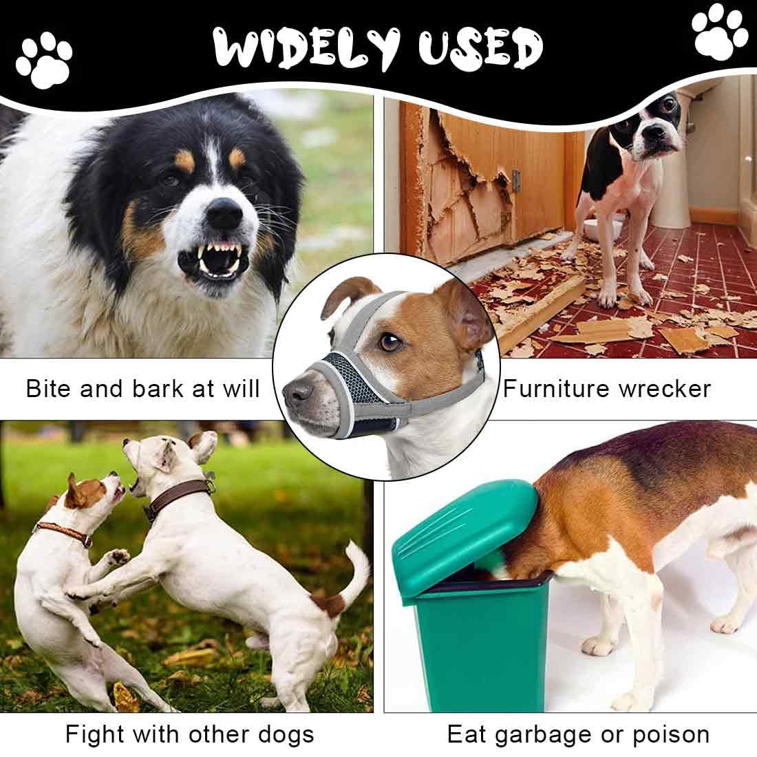 Museruola Cane, Museruola Addestramento per Cani a Maschera, Museruola Traspirante Cani Regolabile con Cinghie, Copertura per Cani di Piccola Media Taglia, S
