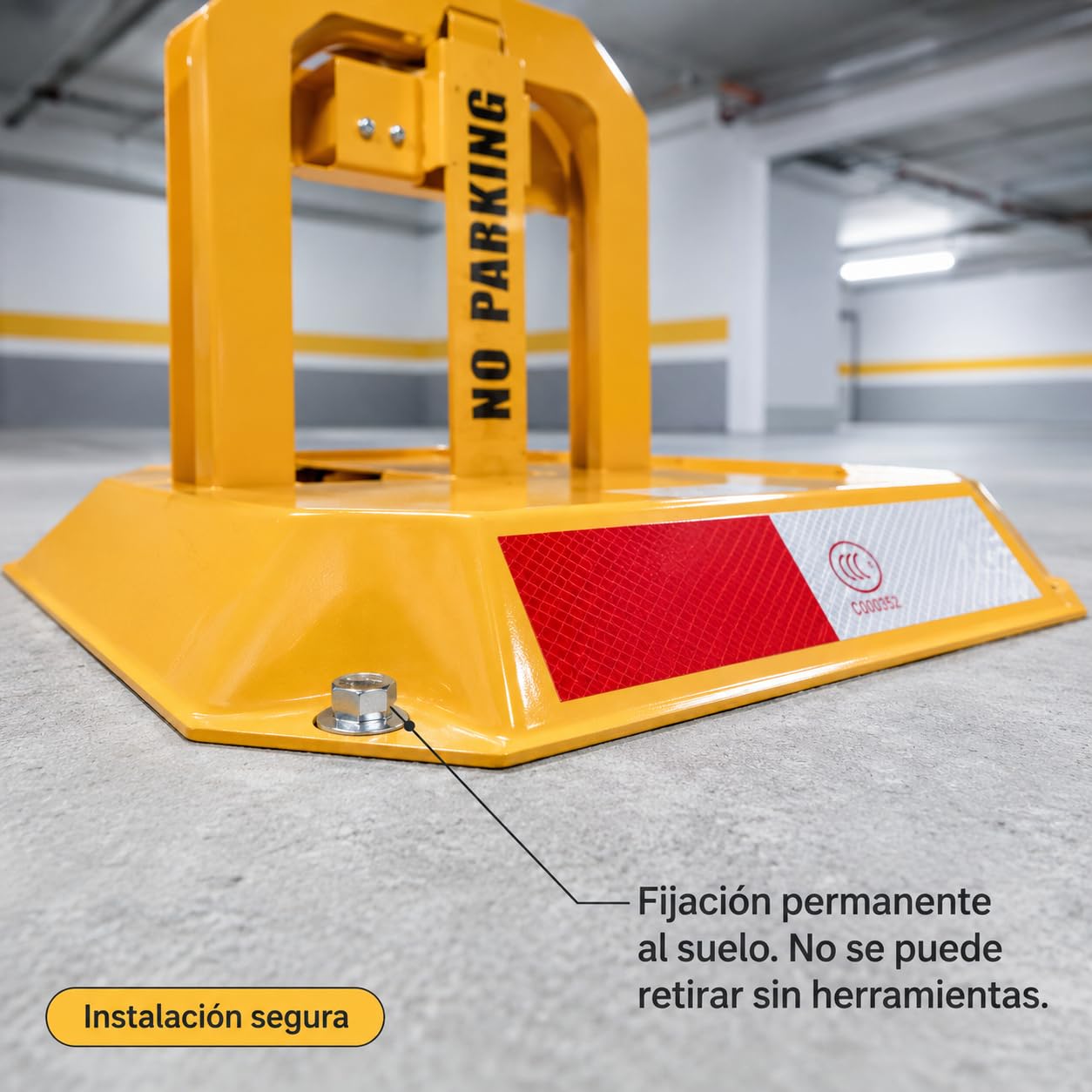 Bloqueador Plegable para Parking con Llave - Cepos Parking - Barrera Parking Seguridad - Cepo para Plaza de Garaje - Protección Antirrobo - Bolardos para Parking