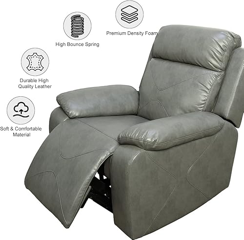 Miniatura 7 de GEBADOL Juego de sofá reclinable eléctrico con luces LED juego de muebles de piel de aire con puerto USB consola de almacenamiento portavasos de