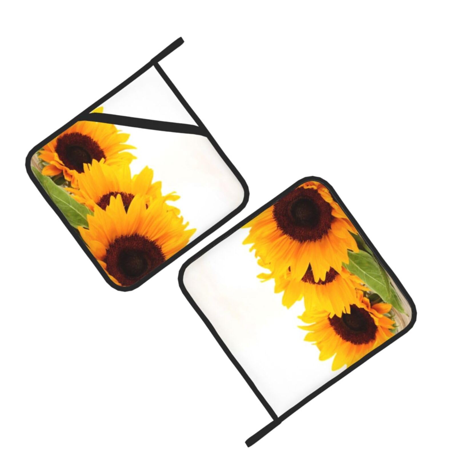 Sunflower on Wooden Printed Oven Pot Holders Set of 2 Pcs Heat Resistant Kitchen Microwave Potholders for Cooking Baking Grilling