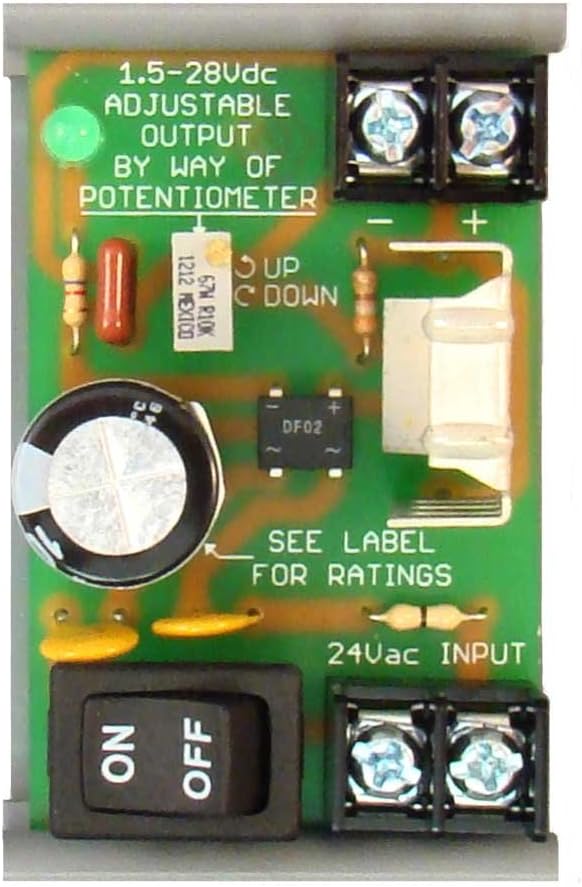 Functional Devices PSMN24DAS DC Power Supply, Non-Isolated Linear, 24 Vac to 1.5-28 Vdc, 300mA Adjustable Output, Switch, 2.75 Track Mount