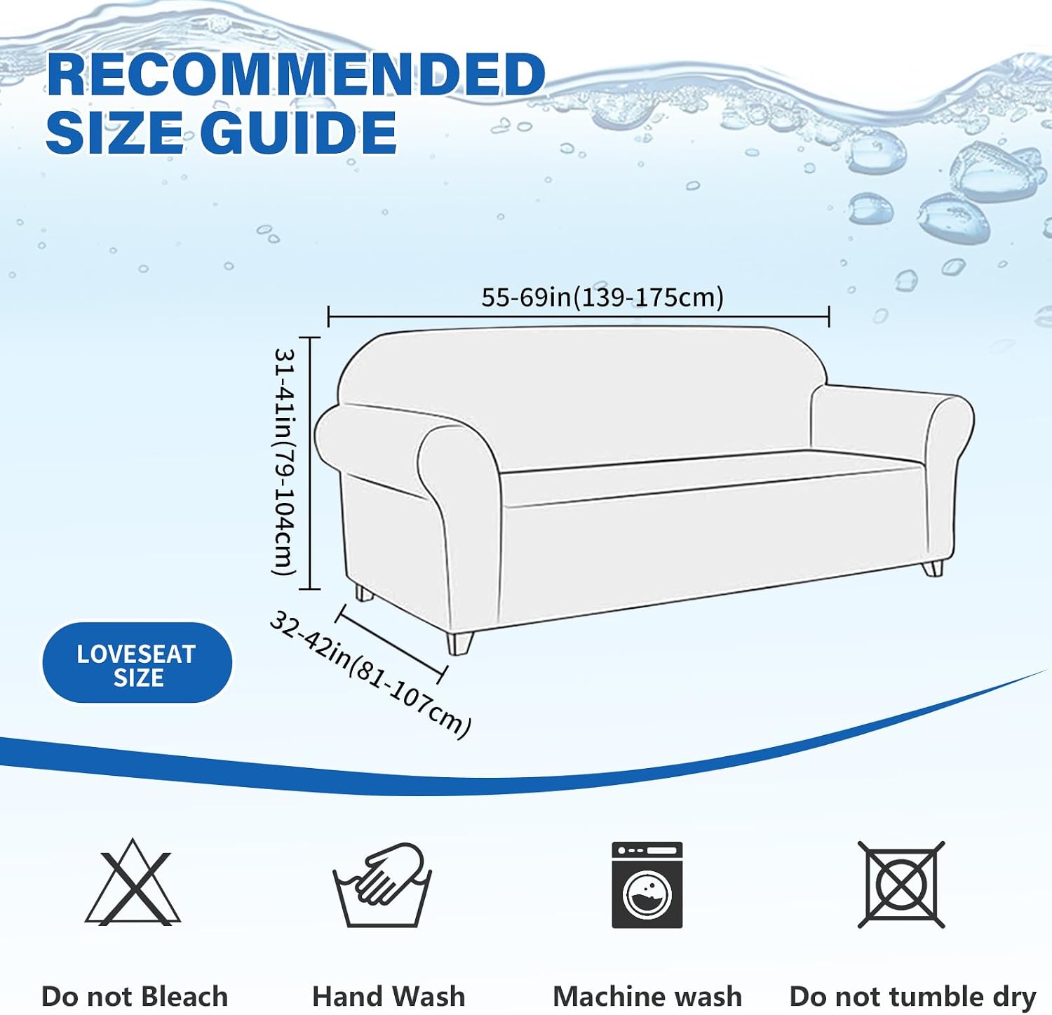 MAXIJIN Waterproof Loveseat Cover Couch Covers, 1 Piece Stretch Love Seat Sofa Slipcovers with Non-Slip Elastic Bottom, Washable Furniture Protector for Dogs Pets (Medium, Dark Gray)
