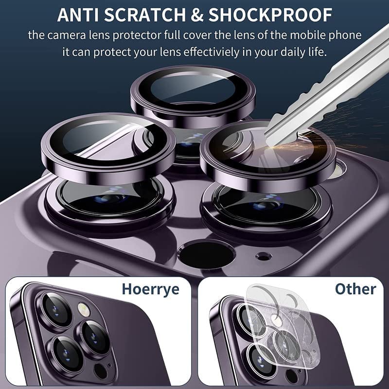 Image of Compatible for i Phone 14 | 14 PLUS Camera Lens Protector Tempered Glass Bling, Alloy Metal Camera Ring Guard for i phone14 Plus| iphone 14 2022 PURPLE