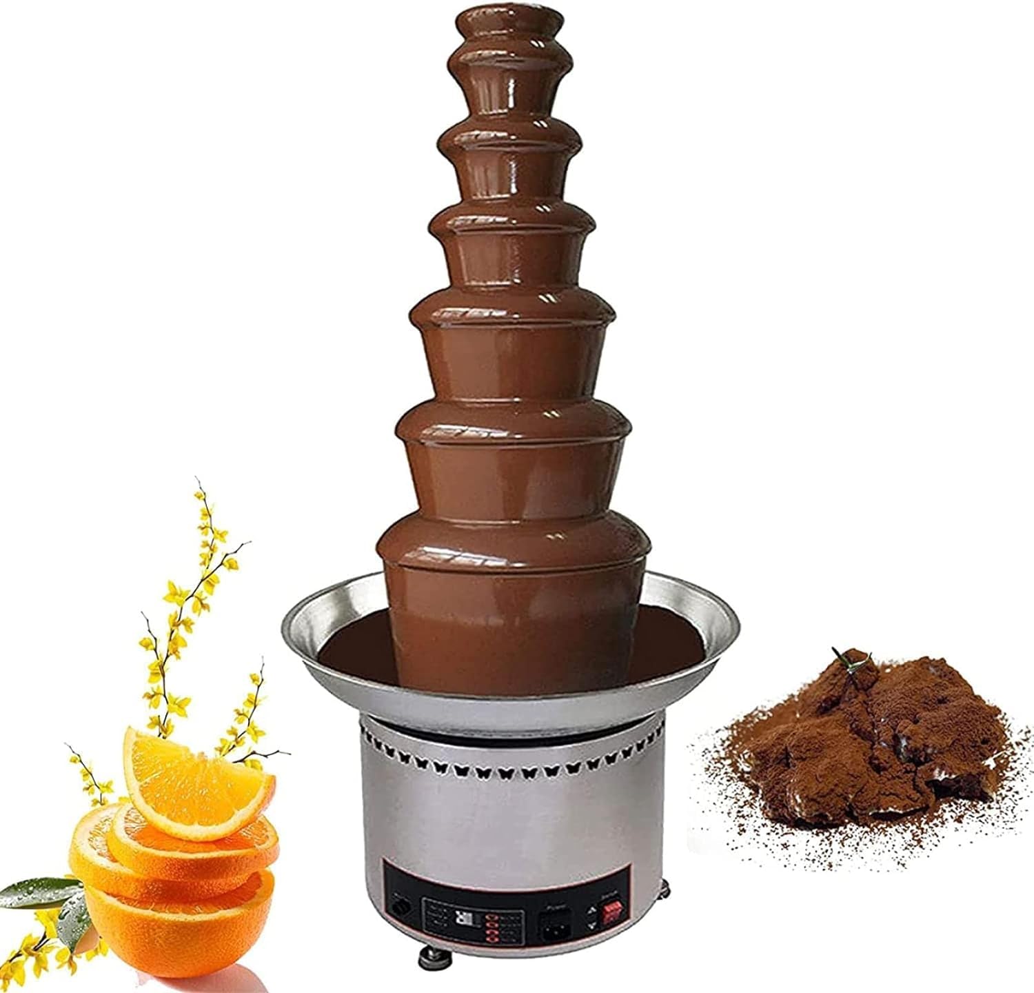 ASerZenith Chocolate Fondue Fountain, Commercial Chocolate Fondue Fountain Machine, Large Capacity Chocolate Waterfall Hot Pot Machine, Sauce Heater For Nacho Cheese, Bbq Sauce, Fruit, Ranch,7Tier