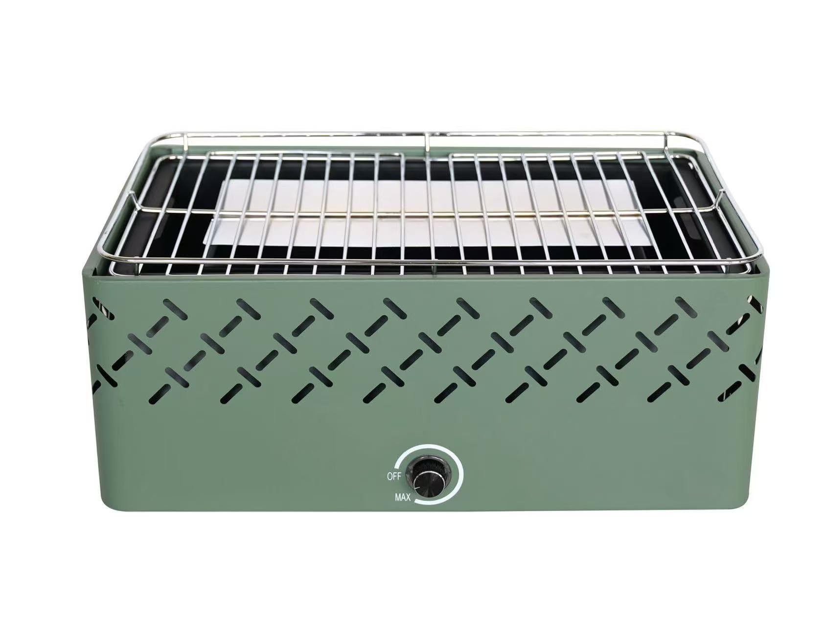 Barbecue de Table Portable au Charbon Sans Fumée, Ventilation Intelligente, Design Compact, Grille en Acier Chromé, Vert