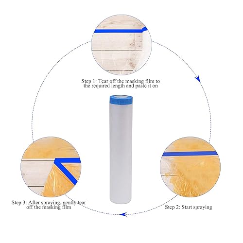 Miniatura 3 de Juego de 3 piezas, cinta protectora de película preenmascarada, para cubierta de automóviles, pintura y enmascaramiento (8 pies x 65 pies)