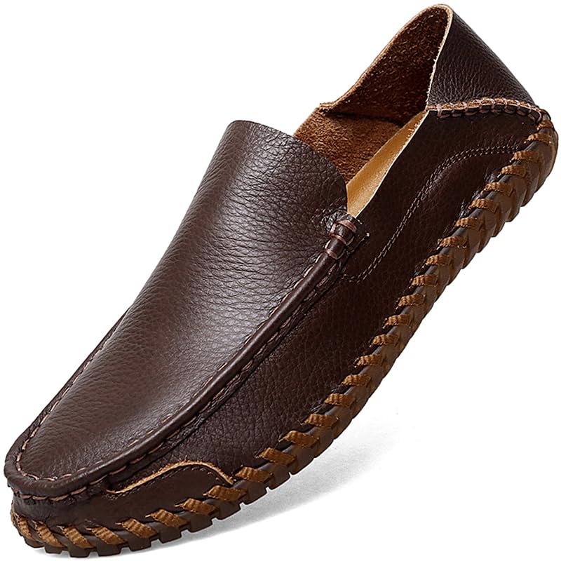 Mens Casual Shoes Loafers for Men Leather Men's Driving Dress Boat Handmade Man Khaki Brown Black Size Fashion