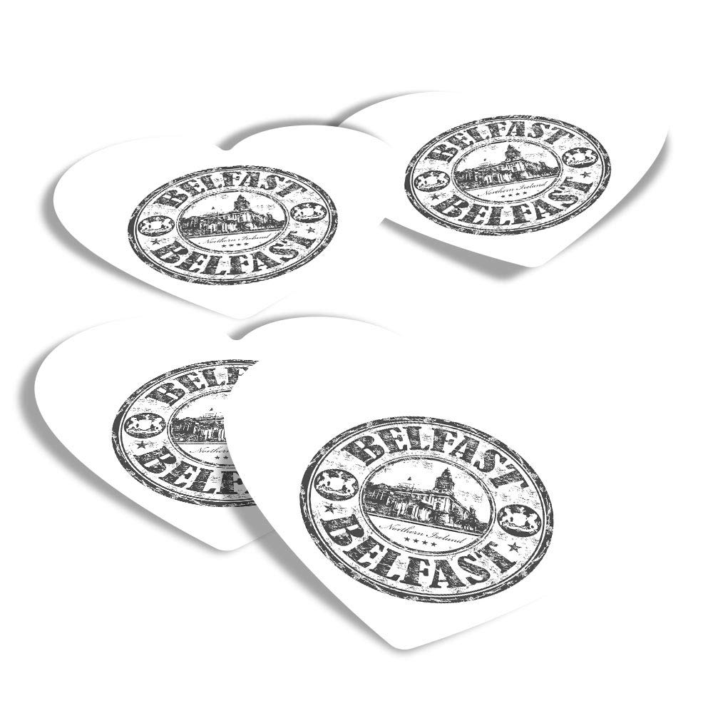 Destination Vinyl Ltd Multi Vinyl Heart Stickers (Set Of 4) - Bw - Belfast Northern Ireland Travel Ireland Fun Decals For Laptops,Tablets,Luggage,Scrap Booking,Fridges #40461