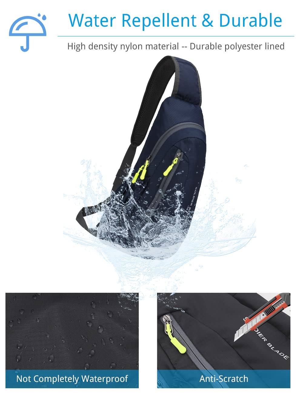 Sac De Poitrine Homme Saccoche Femme Bandouliere Sac Bandouillère Sac De Sport Petit Sac À Dos Slim Bag Sports Cyclisme Randonnée Sling Bags For Men Womens Small Backpack Rucksack Marine