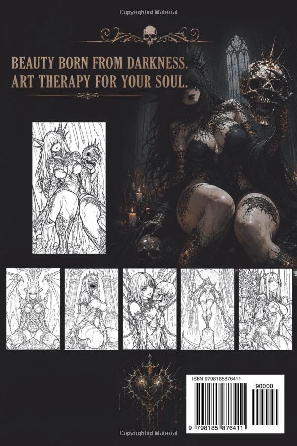 Gothic Coloring Book: 40+ Unique Dark Fantasy Girls to Color | Single-Sided Pages | Gothic Women, Witches, Skulls & Haunting Beauty for Adults image 3