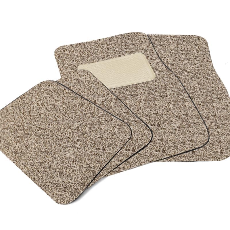 Image of FAM Enterprises Curly Car Floor Mat Compatible for Honda BRIO||Curly /Noodle Car Mat Dust & Liquid Trapping with Heel Pad||Set of 5 ||Color-Coffee & Beige