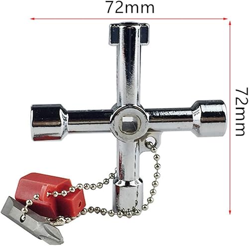 Miniatura 5 de Llave universal 4 en 1 de triángulocuadradaredonda, llave de aleación multifunción de 4 vías para válvula de gabinete de ascensor eléctrico de tren