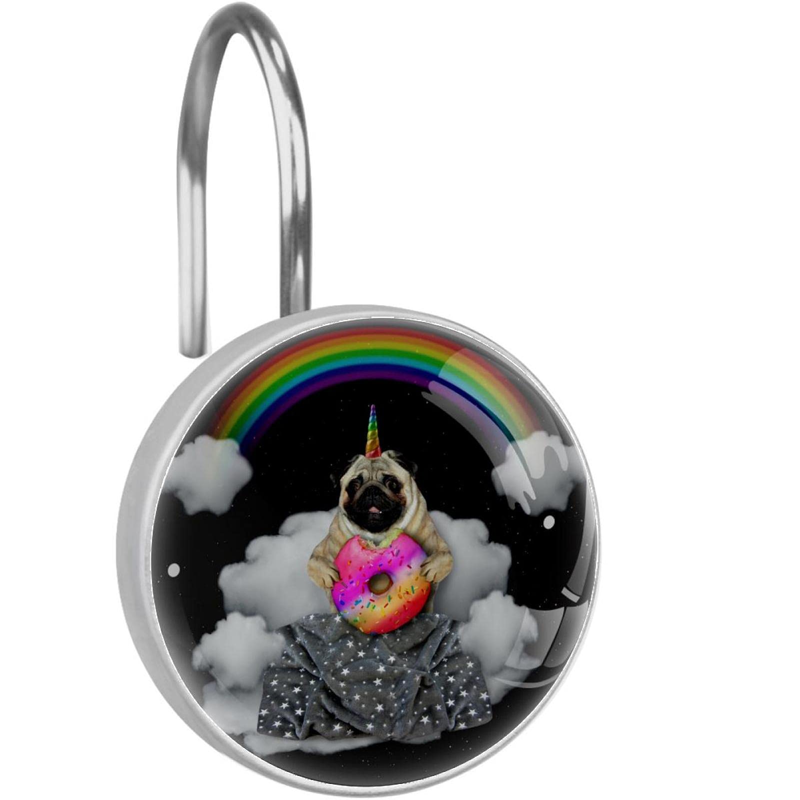 Crochet rideau de douche acier inoxydable durable anneaux robustes design licorne