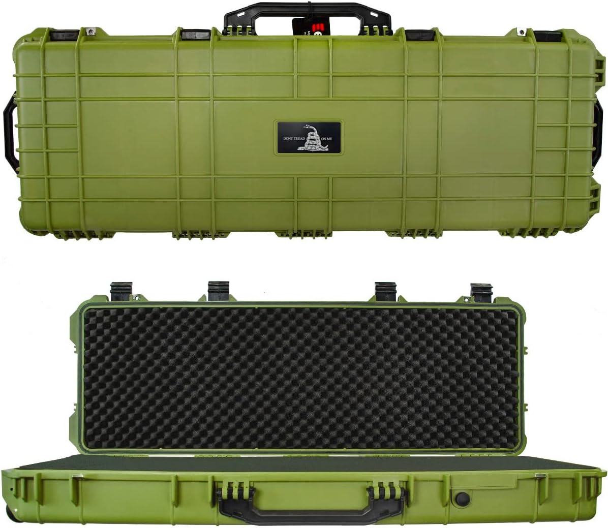 Eylar Don't Tread On Me Hard Rifle Case, Waterproof & Shockproof with Foam (Green, 53 Inch Rifle Case)