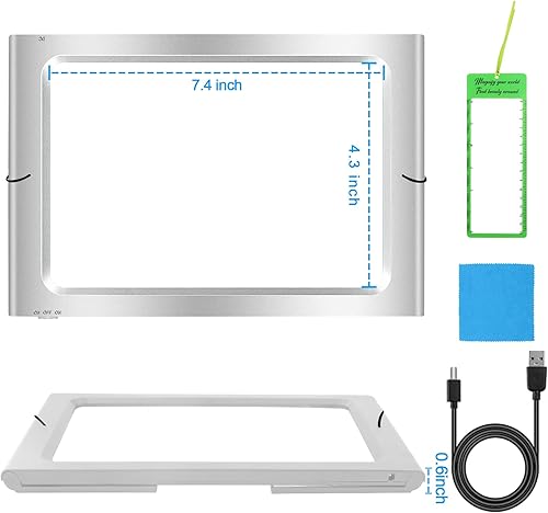 Vista 7 de Lupa mejorada para leer, lupa iluminada 3X grande con 12 luces LED, 2 modos de fuente de alimentación para área de lectura iluminada uniformemente