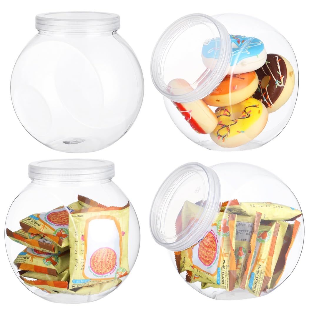 SENONAPO 6 barattoli per caramelle e biscotti da 1,9 l, con coperchio, 6 barattoli, in plastica, decorativi, per caramelle, buffet, barattoli trasparenti ermetici per alimenti, per decorazioni