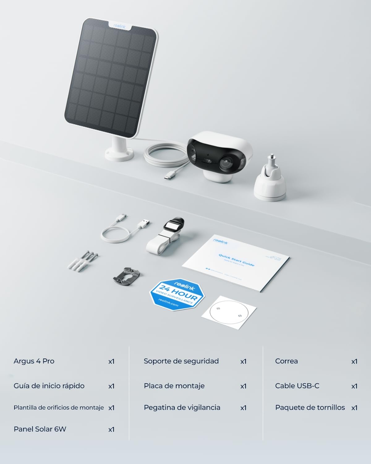 Reolink Argus 4 Pro, 4K Camara Vigilancia WiFi Exterior Solar, Visión Nocturna Verdadera en ColorX F1.0, Gran Angular de 180, 2,4/5GHz Wi-Fi 6, Sin Cuotas Mensuales por Almacenamiento Local