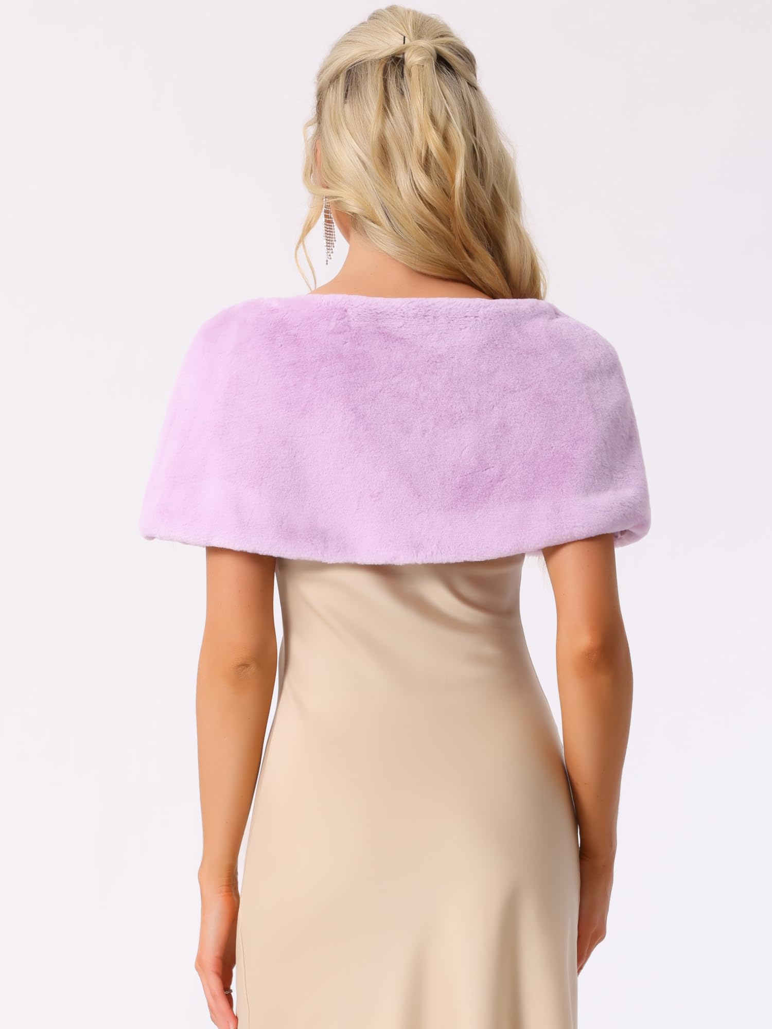 Allegra K Châle élégant en fausse fourrure pour femme avec nœud papillon