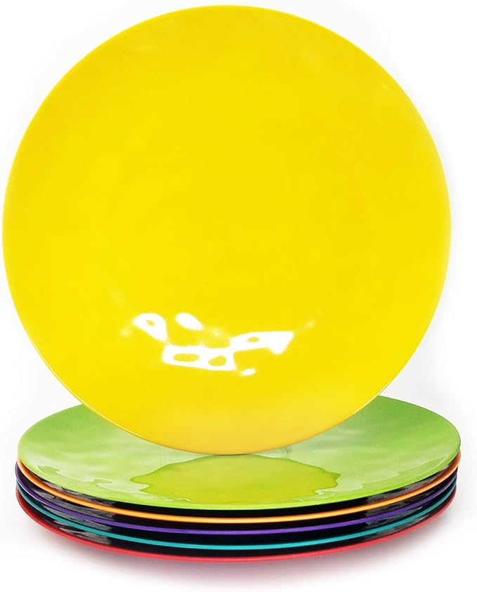 6Piece 100 Melamine Dinner/Lunch Plate Set,10inch Round
