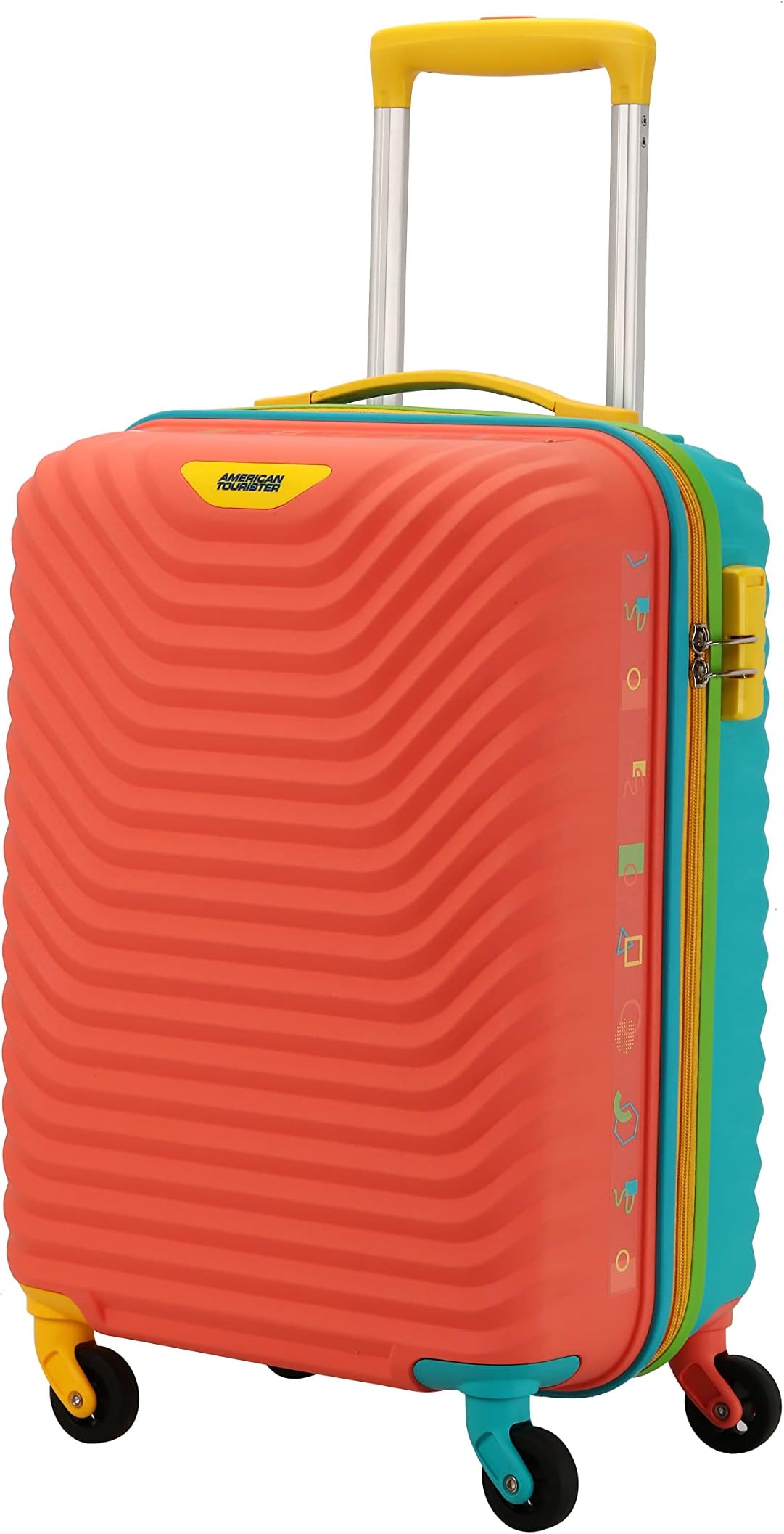 American Tourister Polycarbonate Hard 55 cms Luggage (LG1 (0) 22 001_Coral), CORAL/TEAL, S, American