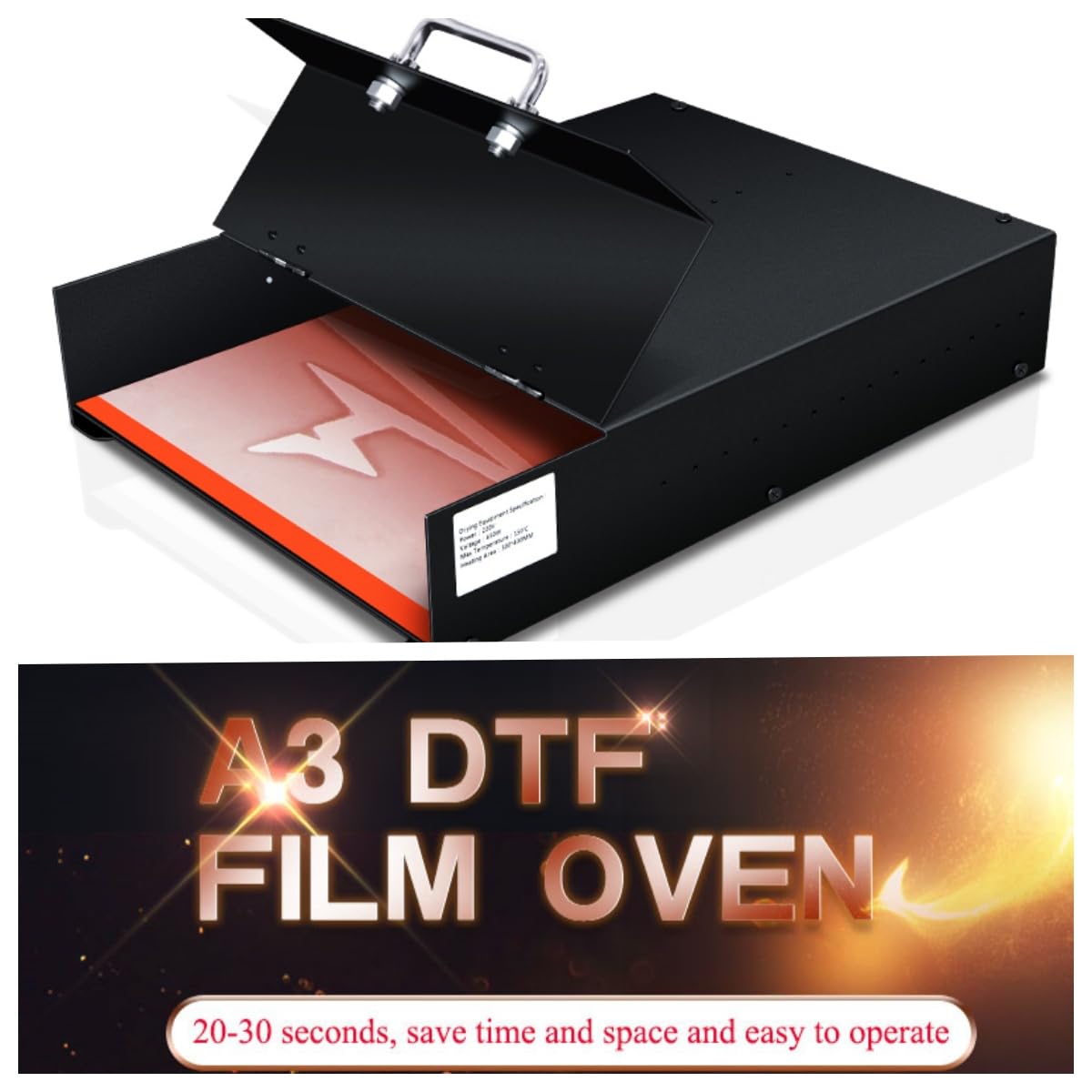 Forno DTF,per Stampante DTF per Film A3/A4/A5,Nero,540W,0-160℃,Il Forno di Stampaggio a Caldo di Prima Generazione