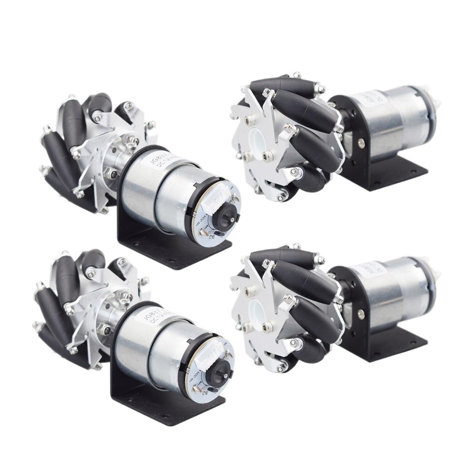 Juego de 4 Ruedas Mecanum de Metal de 60 mm con Motor codificador de 12 V for Robot RC Ado RPie, Coche, Juguete de Vapor