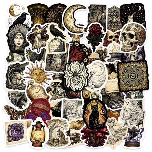 50Pcs Anime Witch Stickers Pack Vintage Horror Goth Waterproof Decals for Laptop Kindle Phone Skateboard Suitcase Water Bottle Scrapbook Journal