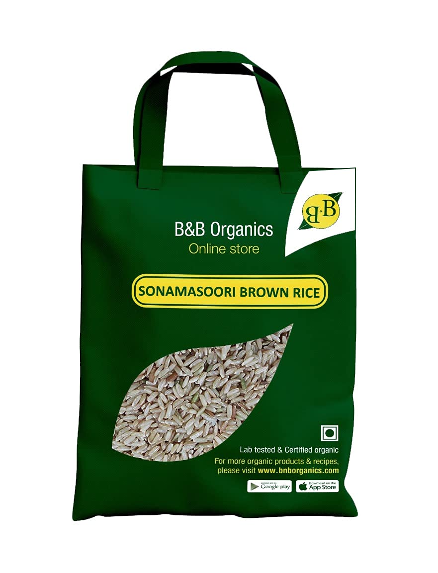 B&B Organics Sonamasoori Brown Rice, 10 kg/Traditional rice/Brown chawal