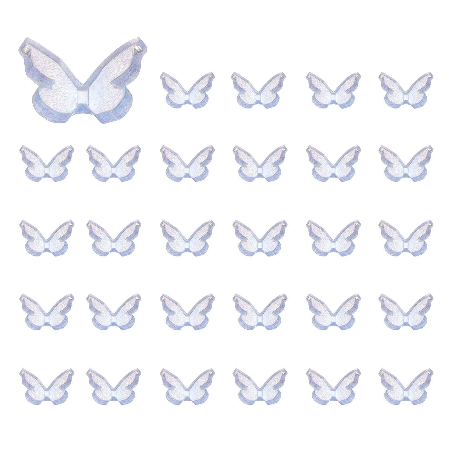CoCud Mini Resin Butterflies, 8mm Length, Resin Miniature Dollhouse Accessories Light Blue