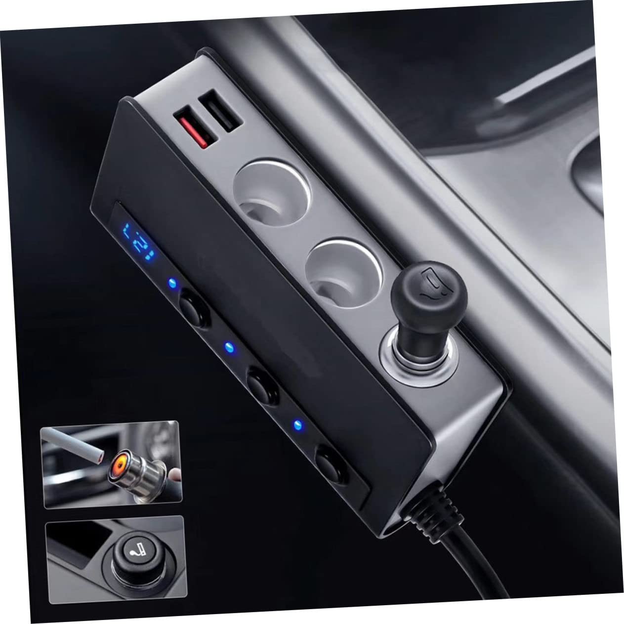 SHINEOFI Cargador de Coche con USB y Salidas de Adaptador Divisor de Carga Compatible Mayoría de Vehículos con Interruptor Independiente para