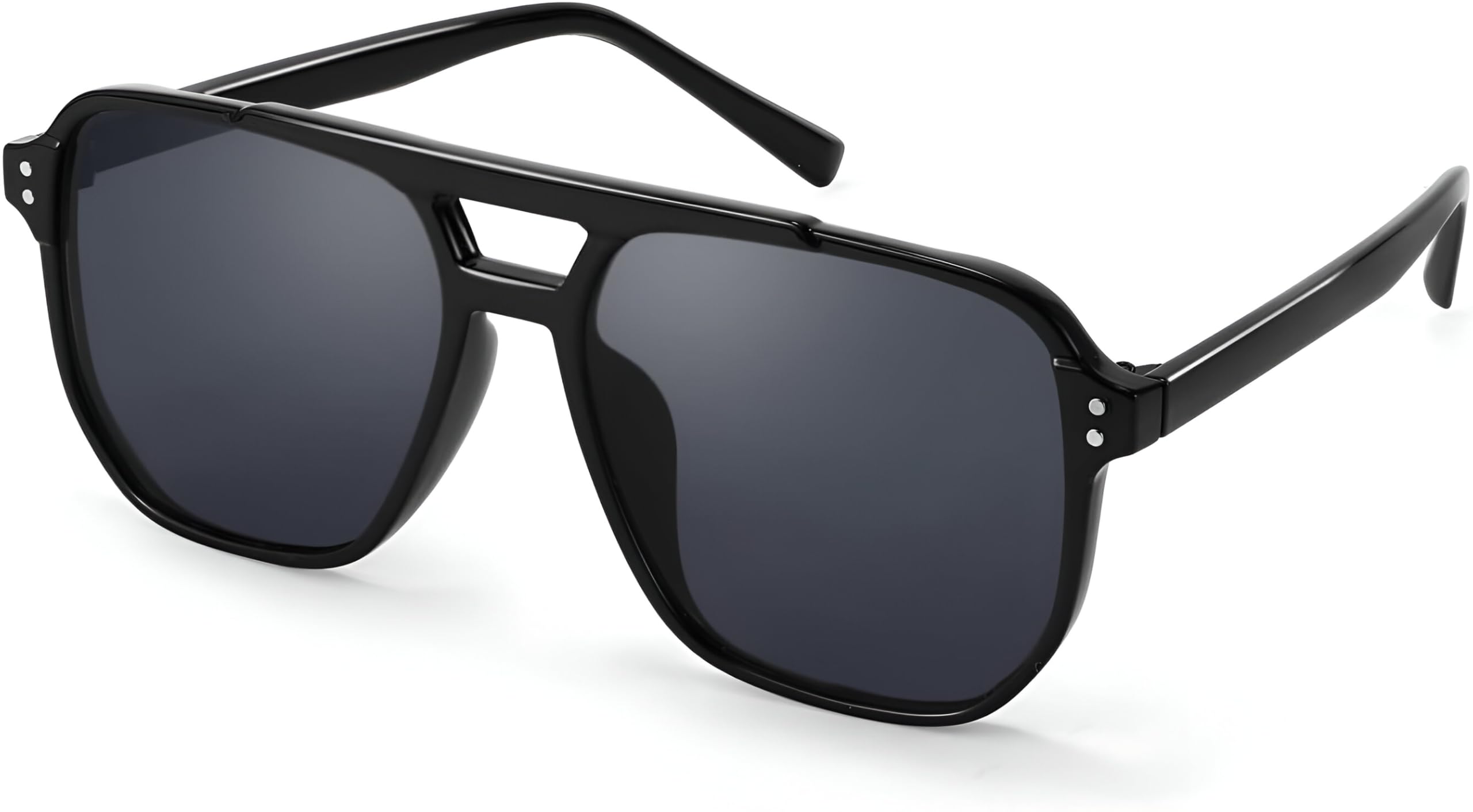 Retro Square Aviator Sunglasses Women Men 70s Vintage Trendy Plastic Frame Sun Glasses (Black Frame/Gray Lens, 57, Millimeters)(23208 TONY AVTR FUL BLK_BZ)-image-44