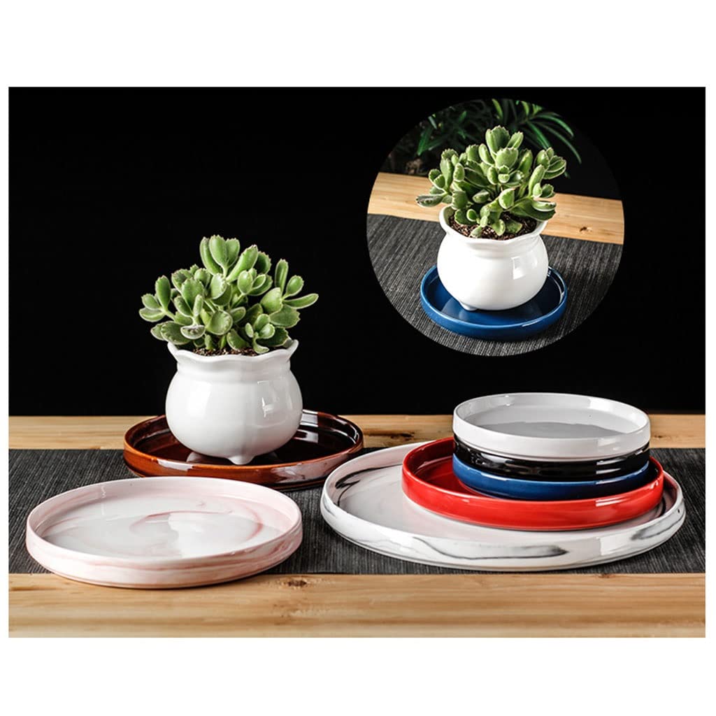 Ogrodowa taca na kwiaty roślina domowa taca na wodę ceramiczna podwozie salon roślina doniczka na kwiaty podstawa okrągła taca (kolor: Biały, rozmiar: 21 cm)