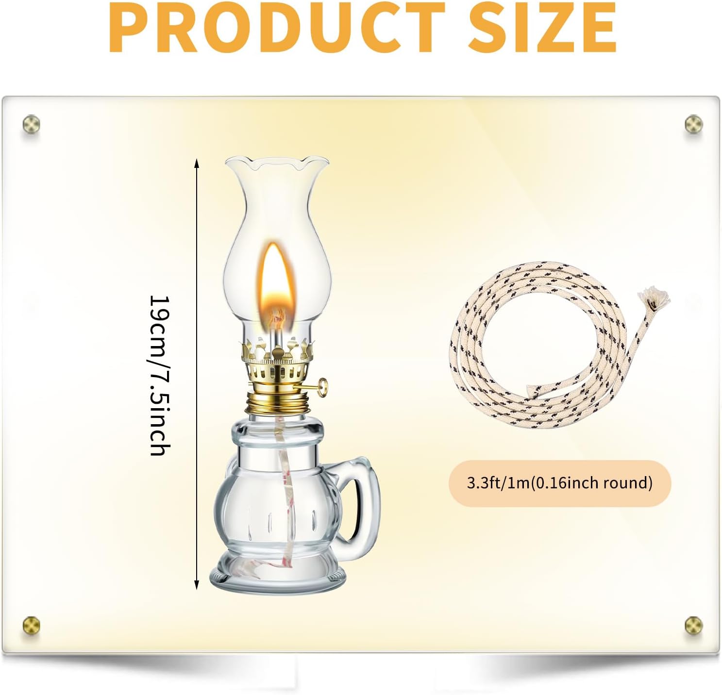 7 Set Vintage Glass Kerosene Lamp with 4 pcs 3.28 ft Wick Rustic Oil Lantern for Indoor Use and Hurricane Lighting Decor Emergency, Clear Lamp (Trendy Style)