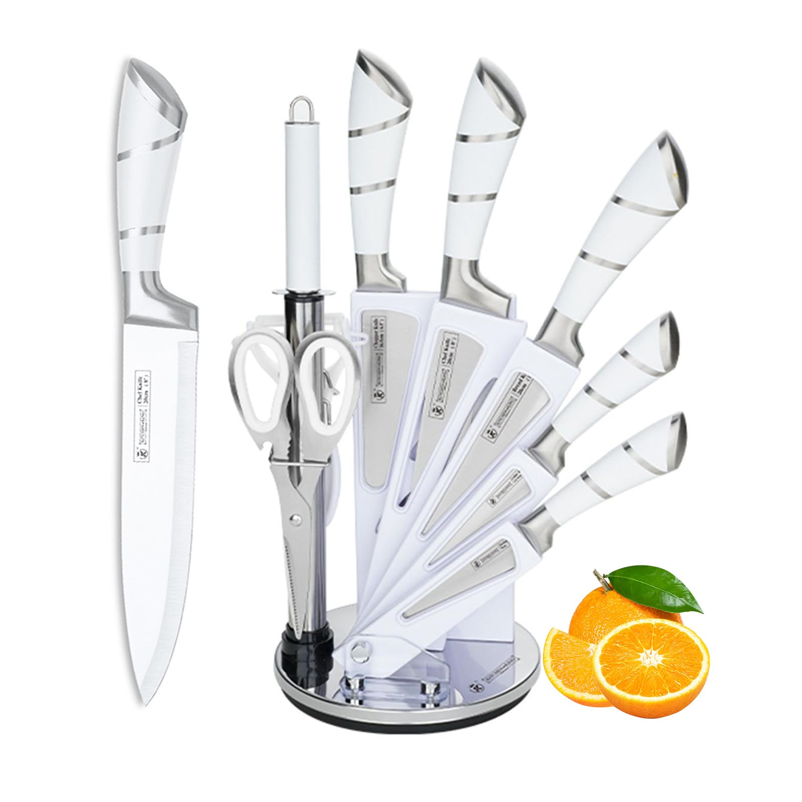 Kitchen Knife Set 9Pcs Knife Set with Acrylic Block Ergonomical Handle Non Stick Sharp Stainless Steel Chef Knife