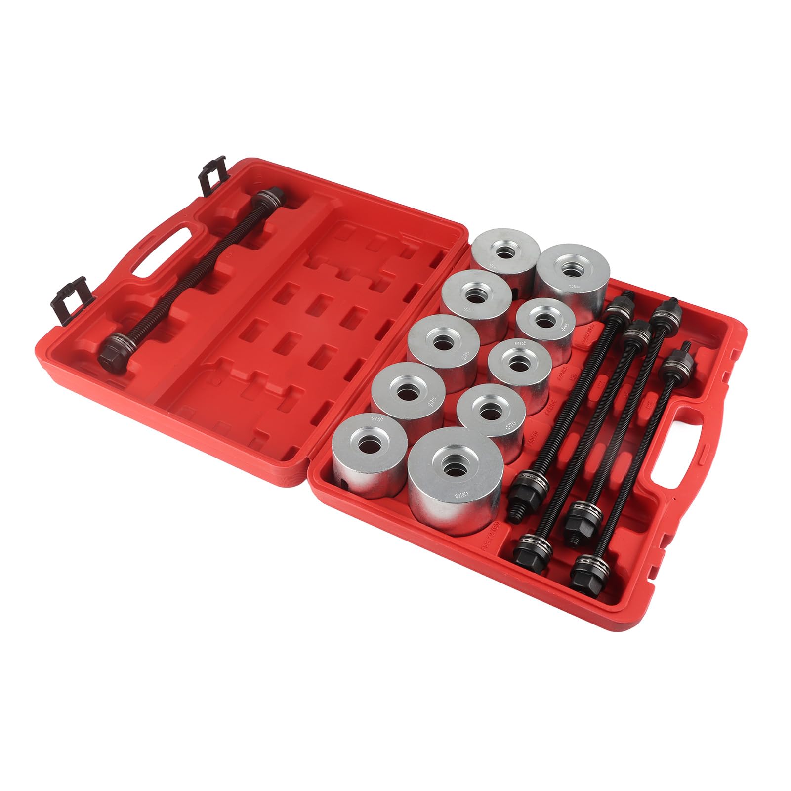 Ensemble d'outils d'insertion de Retrait de Roulement, Outil de Retrait de Roulement de Douille en Acier au Carbone, 22 Manchons de Presse, 5 Broches pour Voitures LGV Poids Lourds,