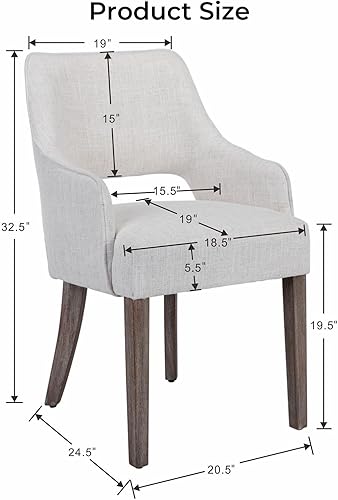 Miniatura 3 de Juego de 2 sillas de comedor modernas, tapizadas, de lino, con respaldo abierto medio y patas de madera, sillón para el hogar, cocina y restaurante,