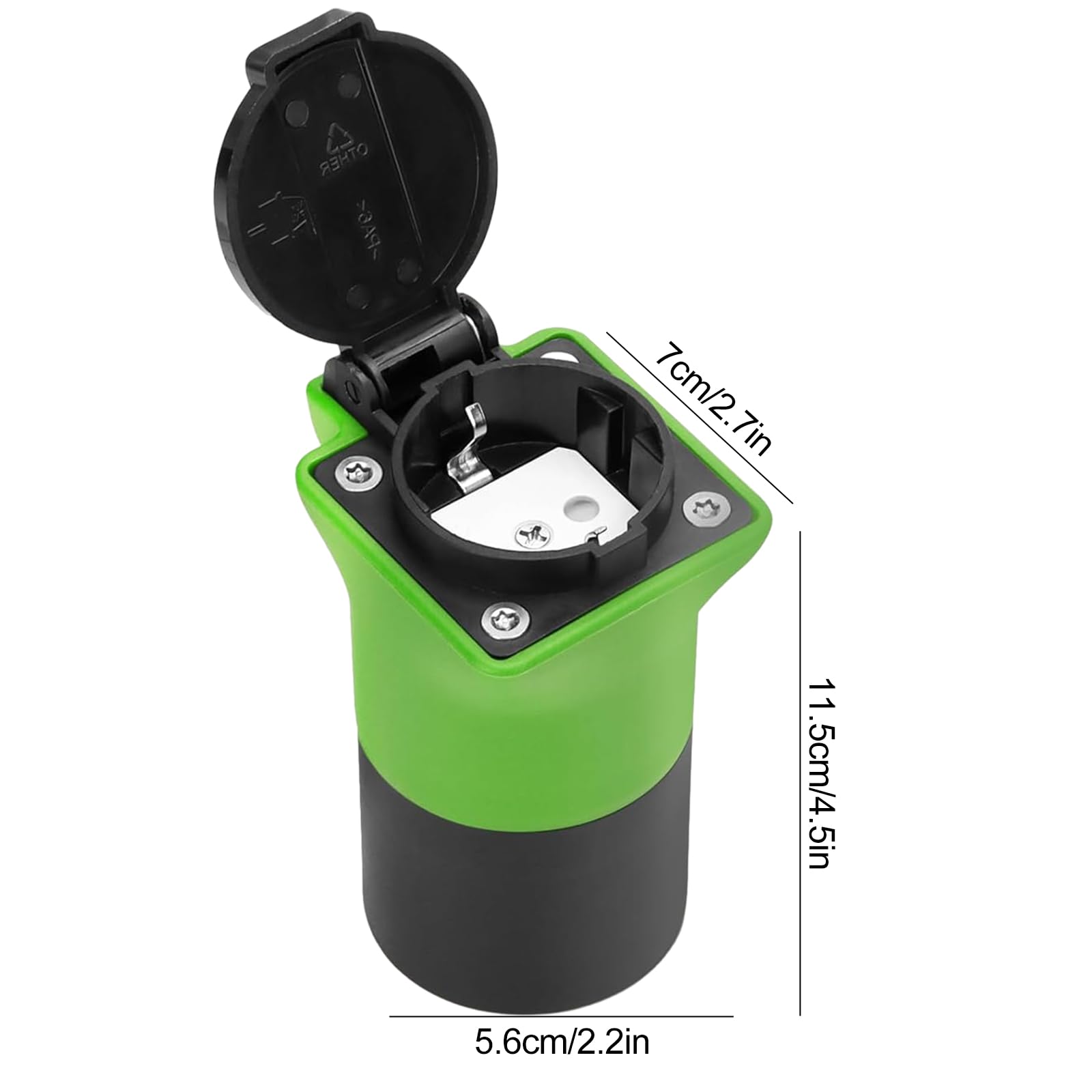 VOBOR Adapter V2L do EV, typ 2 na Schuko, 3,5 kW, 16 A, 220 V, pojazd ładowany, wodoodporny (zielony)