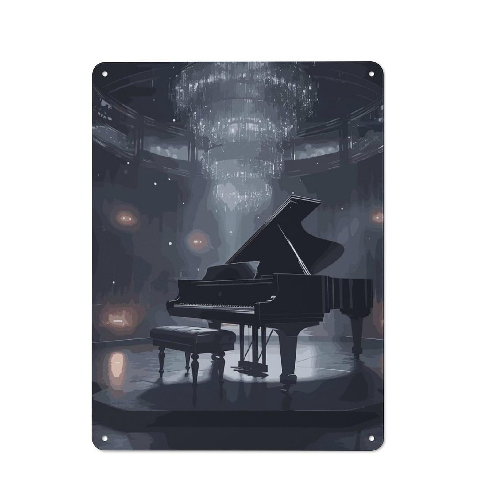 Metal Wall Sign 40x30cm Featuring Piano Colorful for Garage Or Workshop, for Garage, Workshop And Man Cave Decoration