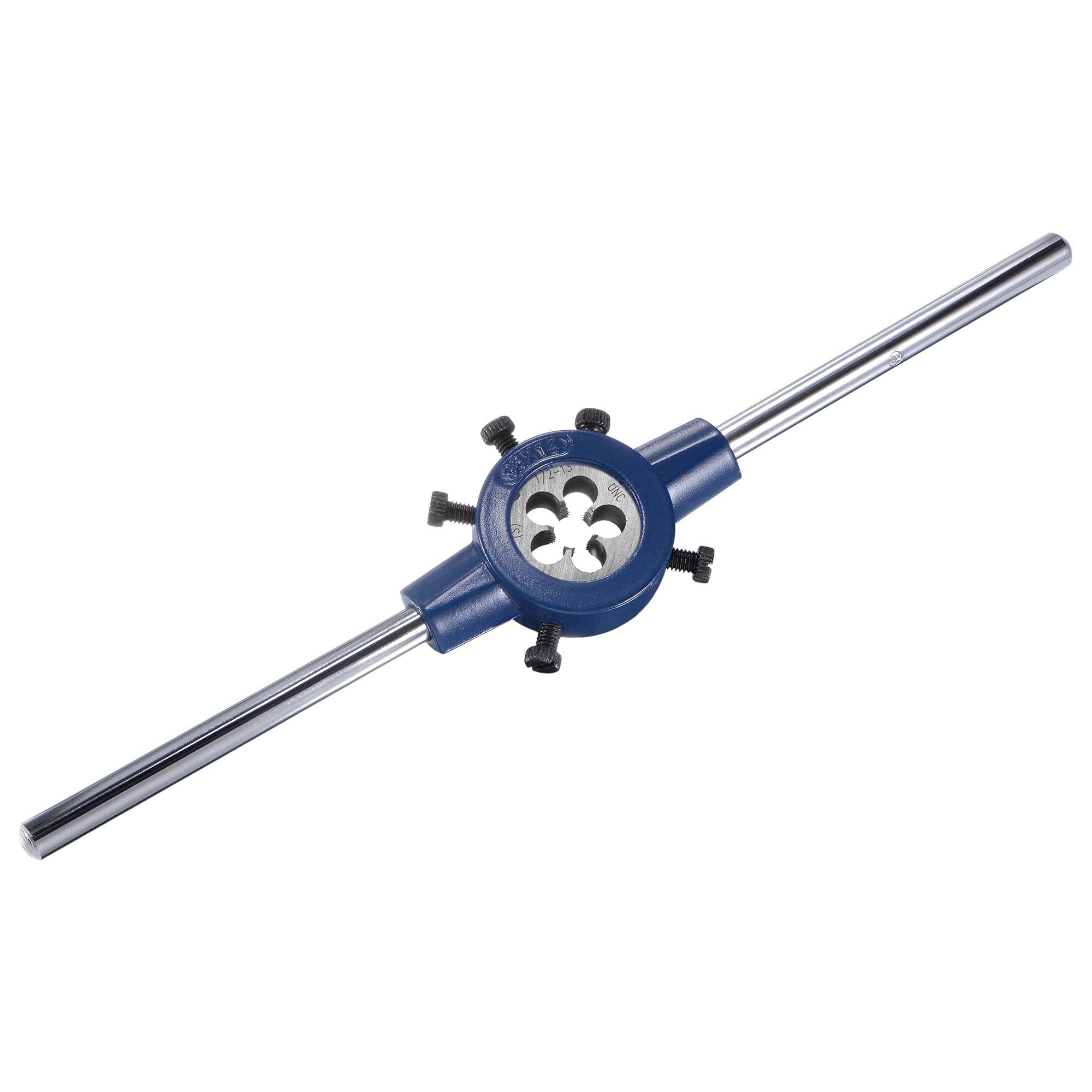 uxcell Round Die Stock Handle Wrench Set, 1/2-13 UNC Threading Die and 38mm (1-1/2") Die Holder (Fits: 26mm-38mm OD Die / M12-M16 Thread Die) Adjustable for Bolt Thread Repair — Amazon image 5
