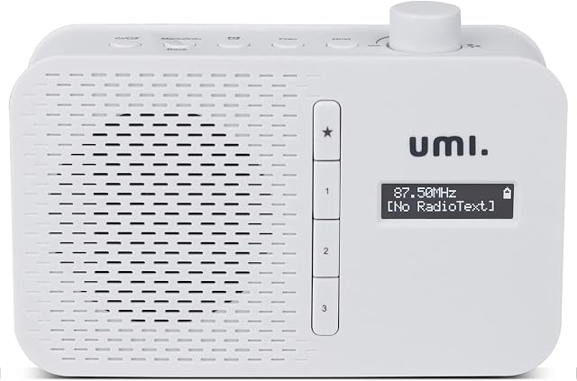 Amazon Brand - Umi DAB Radio FM White - Bluetooth Portable DAB Radios - DAB Radio Mains Powered Battery Powered w/LCD Display, 3.5mm Headphone Jack, Telescopic Antenna, Alarm Clock, Sleep Timer