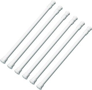 MGGi 6 Pack Mini Spring Cupboard Bars Tensions 11.8" to 20", Adjustable Short Tension Shower Rod, Round French Door Curtai...