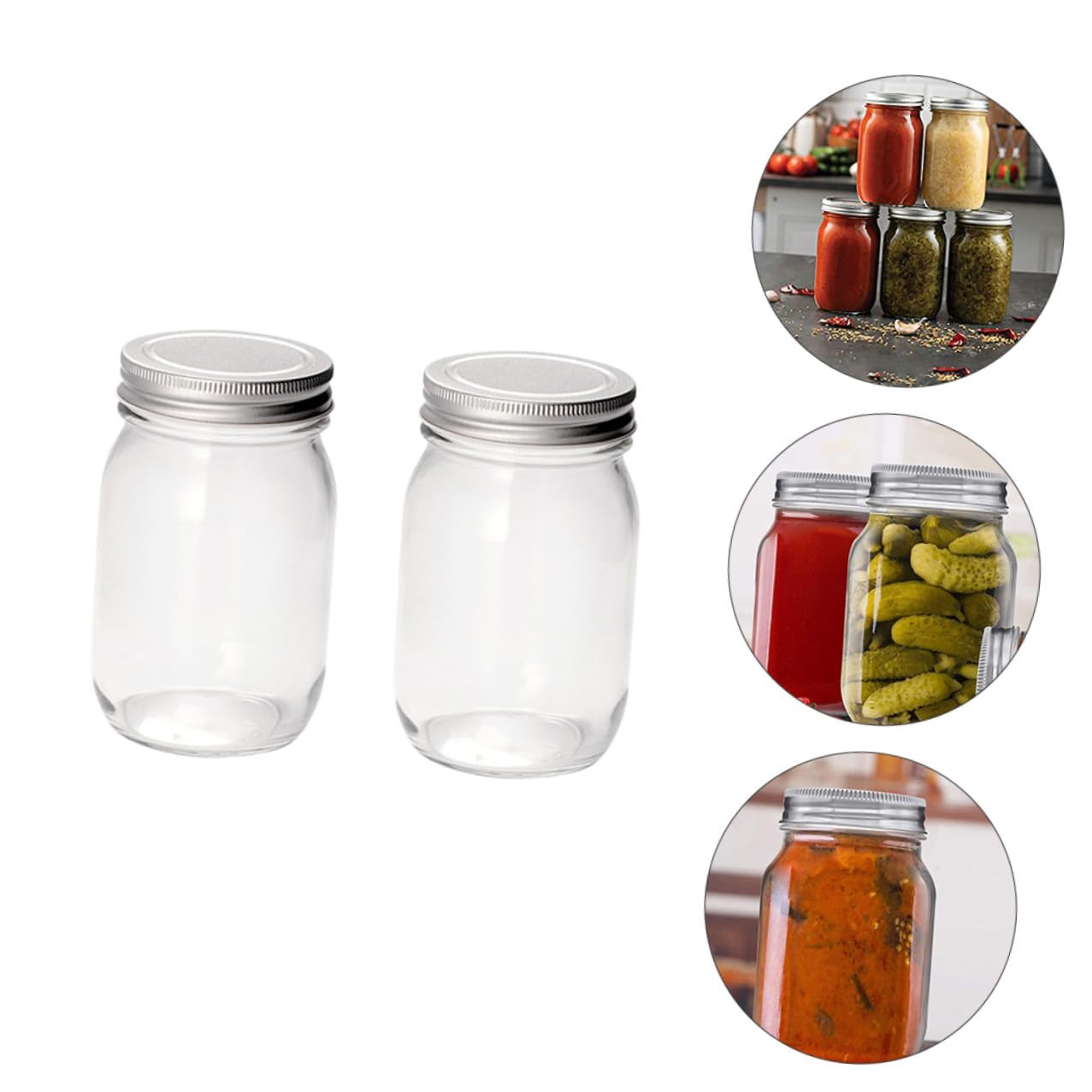 Glasbehälter 1 Satz 4 Stück mit Deckel aus Glas für Salat und Früchte