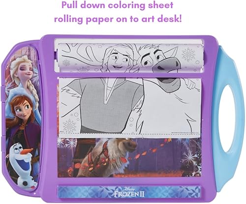 Miniatura 3 de Innovative Designs Disney Frozen Roller - Juego de escritorio artístico para niñas y niños, actividades de viaje para colorear para niños, con