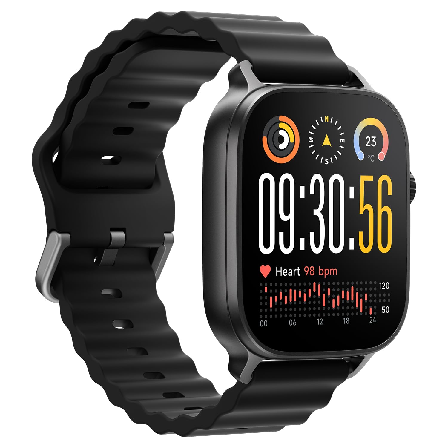 realme Watch 5 Montre Connectée, IP68, GPS Indépendant, NFC, Appels Bluetooth, 108 Modes Sport, Surveillance Oxygène Sanguin/Sommeil, Écran Tactile AMOLED 1,97'', Autonomie 16 Jours, Noir