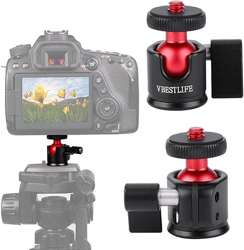 Miniatura 2 de Acouto Mini cabeza de bola, metal giratorio de 360 grados, mini cabeza de bola de trípode, montaje de tornillo de 1/4 para cámara DSLR luz de