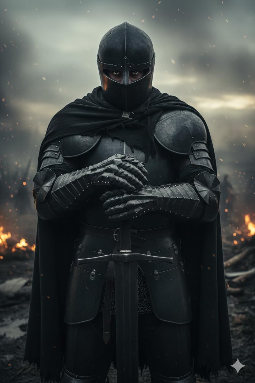 Guanti da Cavaliere Medievali Gotici - Acciaio 18G Finitura Nera - Armatura Nazgul Antico - Coppia Crusader LARP - Guanti di Halloween